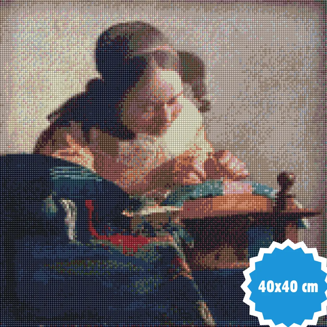 Diamond painting van de Kantwerkster van Johannes Vermeer, 40x40 cm