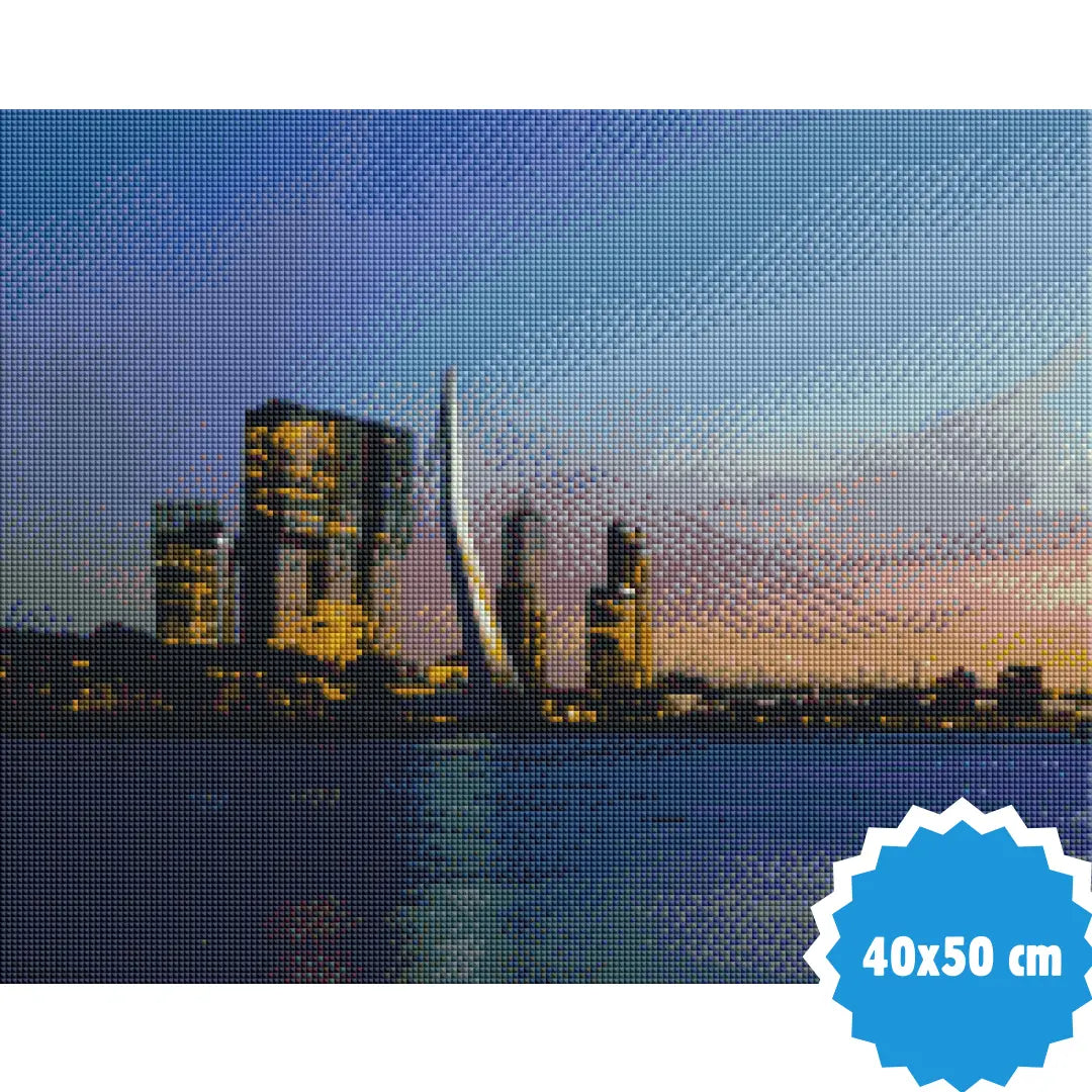 Diamond painting van de skyline van Rotterdam, 40x50 cm