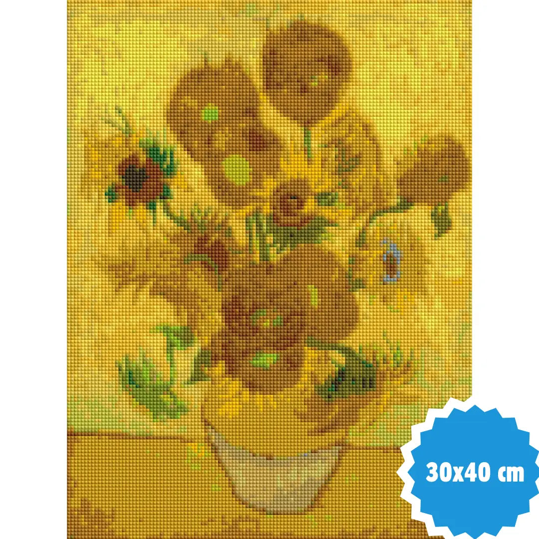 Diamond painting geïnspireerd door Van Gogh's Zonnebloemen, 30x40 cm