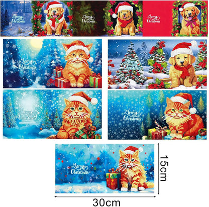 Diamond Painting Kaardid - Jõulukaardid (2) - 15x15cm - 8-osaline - Ümmargused Kivid - Koos Ümbrikutega