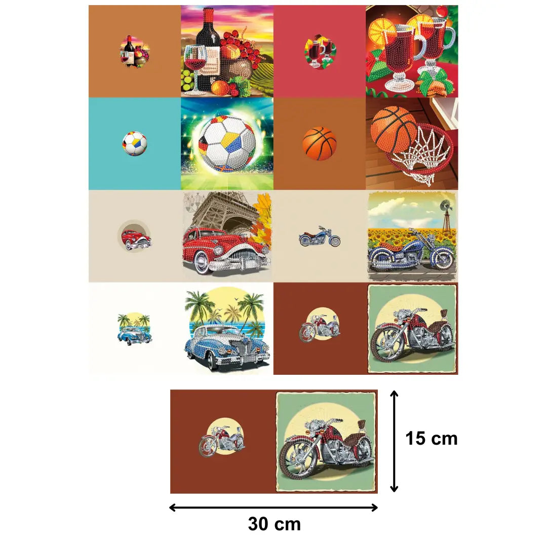 Diamond Painting Kaardid - Õnnitluskaardid (4) - 15x15cm - 8-osaline - Ümmargused Kivid - Kaanedega