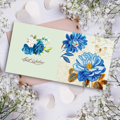 Verfijnde wenskaart met 'Best Wishes' boodschap en een elegant bloemenontwerp in diamond painting stijl, ideaal voor betekenisvolle momenten.